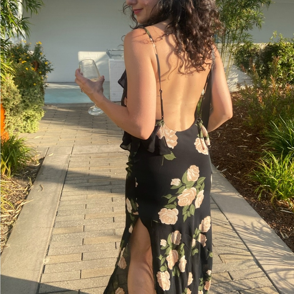 Reformation Ferarra Floral Black Midi dress Size 4